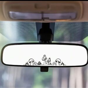 New Rearview Mirror Decal of Mushrooms in Black, Small size